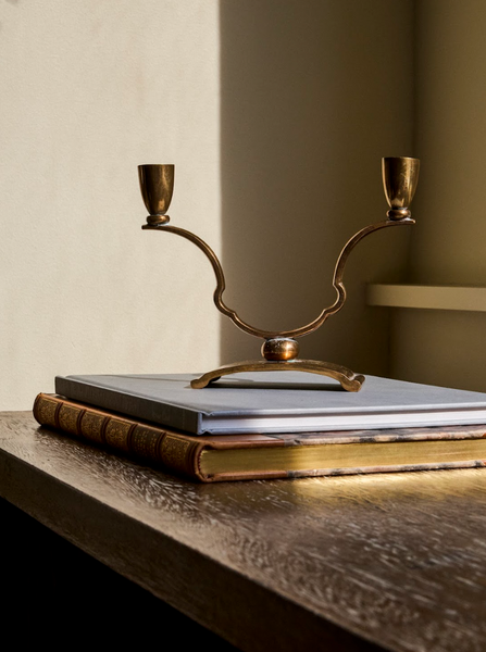 Pair of 1920s Swedish Sune Bäckström Model 9094 Art Deco Polished Bronze Candlesticks