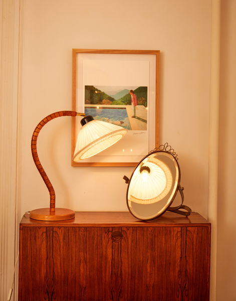 1960s Swedish Curved Beechwood Table Lamp by Markslöjd