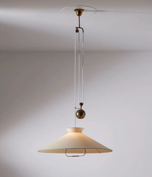 Stilnovo Counterweight Brass and Parchment Pendant