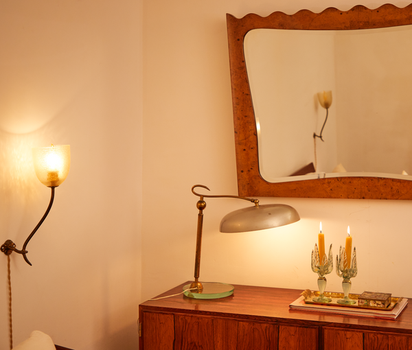 Pair of 1950s Murano Wall Sconces with Sculptural Rose Stem Motif