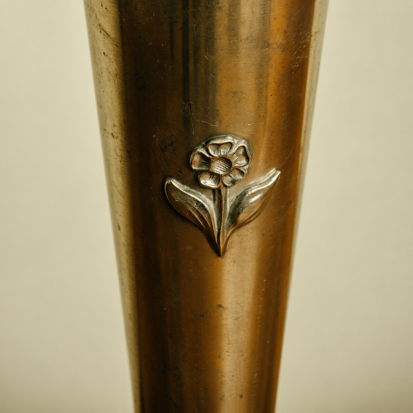 Polished Pewter Vase by GAB Tenn with Flower Relief