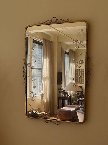 1950s Italian Brass Wall Mirror