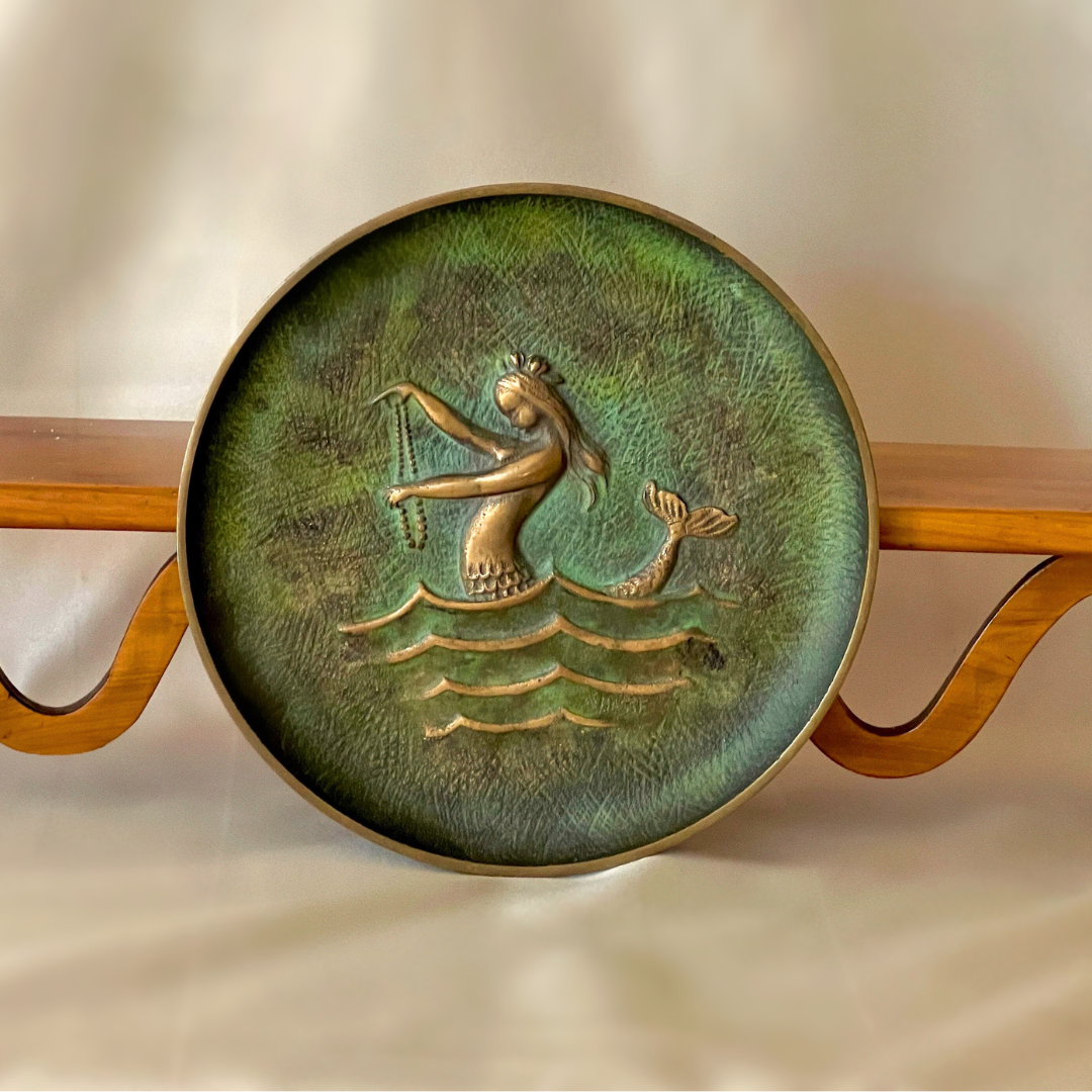 Swedish Brass Dish With Nautilus Motif Relief