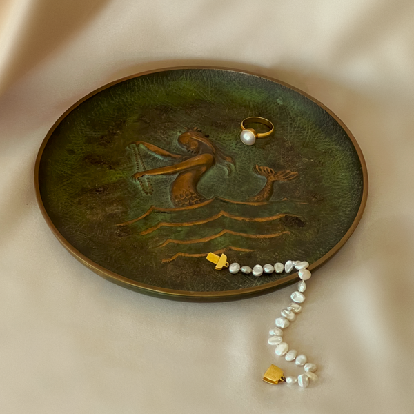 Swedish Brass Dish With Nautilus Motif Relief