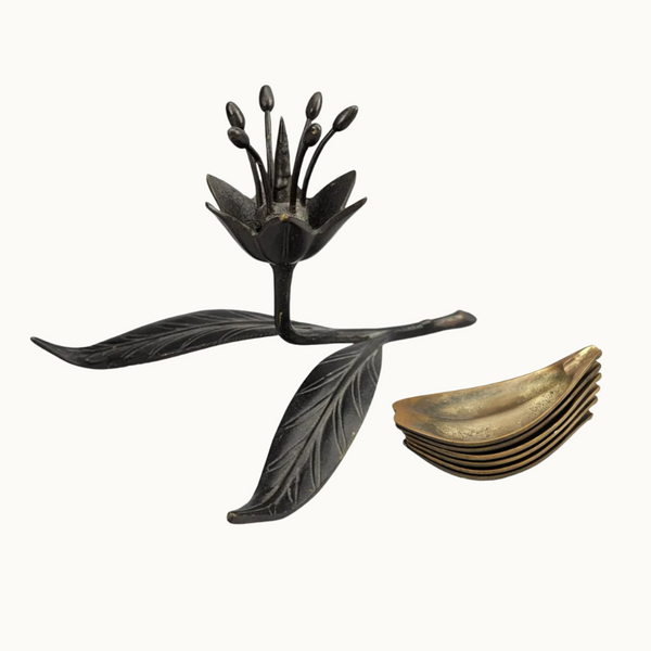 Dramatic Rose Ashtray in Bronze and Brass with Removable Petals