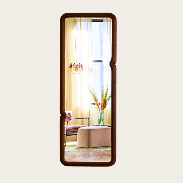 1980s Studio Made Solid Walnut Pinched Mirror by Steven Mackintosh