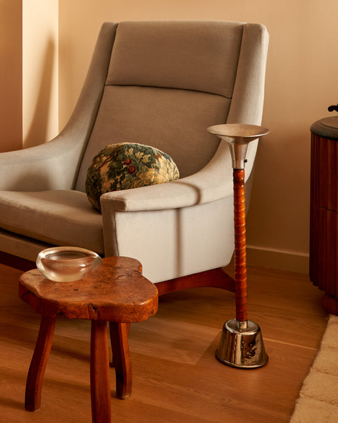 Solid Burl Wood Foot Stool with Rounded Legs