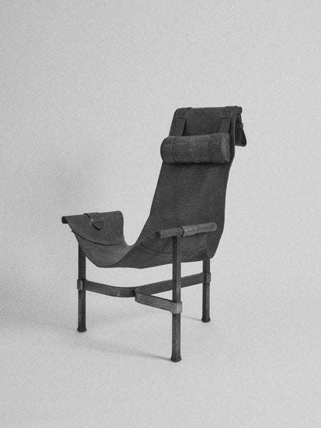 1965 Brutalist Leather and Steel Sling Chair