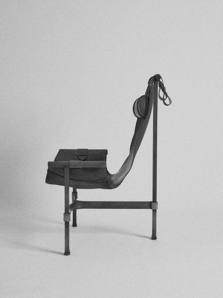 1965 Brutalist Leather and Steel Sling Chair