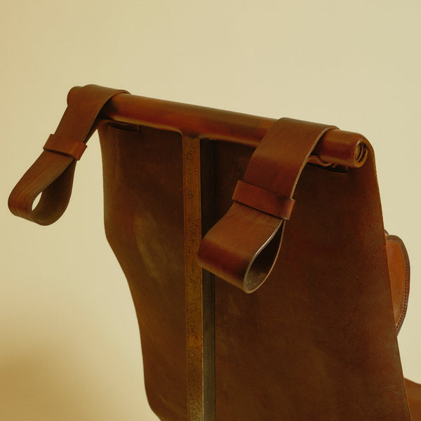 1965 Brutalist Leather and Steel Sling Chair