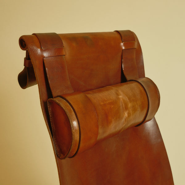 1965 Brutalist Leather and Steel Sling Chair