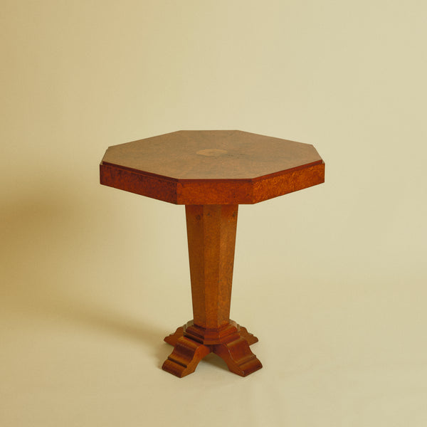 1940s French Art Deco Burl Wood Occasional Table