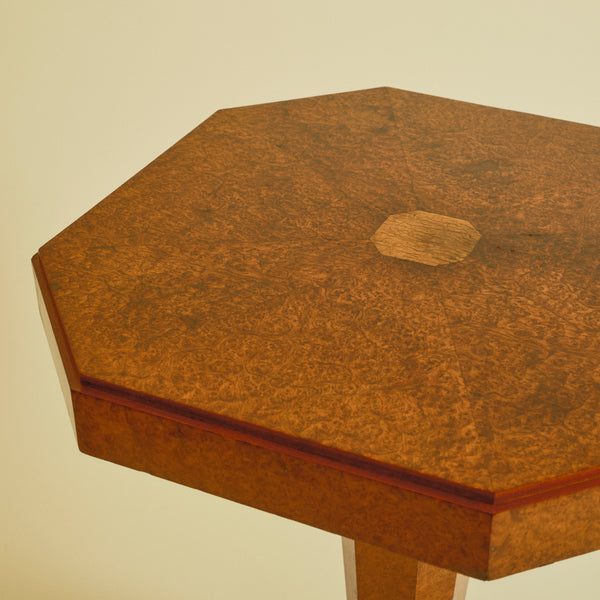 1940s French Art Deco Burl Wood Occasional Table