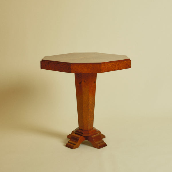 1940s French Art Deco Burl Wood Occasional Table