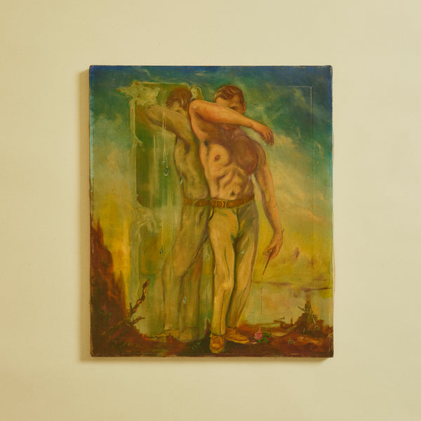 Oil Painting of Surreal Figure By Francisco Poblet, 1968
