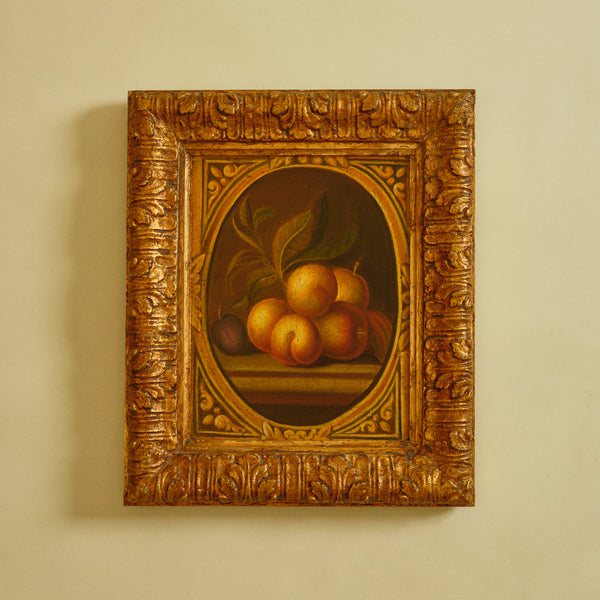 Early 1900s Baroque Spanish Oil Painting of Peaches