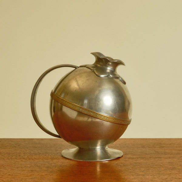 1930s Art Deco Swedish Polished Pewter Handled Vase/Jug by JL Hultman for Svenskt Tenn