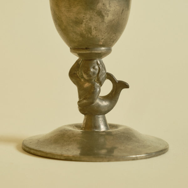 1930s Danish Just Andersen Art Deco Pewter Mermaid Vase