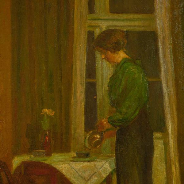 Oil on Canvas of Interiors With Woman by Poul Friis Nybo (1869-1929)