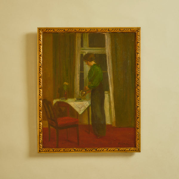 Oil on Canvas of Interiors With Woman by Poul Friis Nybo (1869-1929)