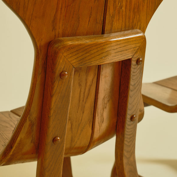 1960s Belgian Dark Wood Brutalist Chairs, Set of Four
