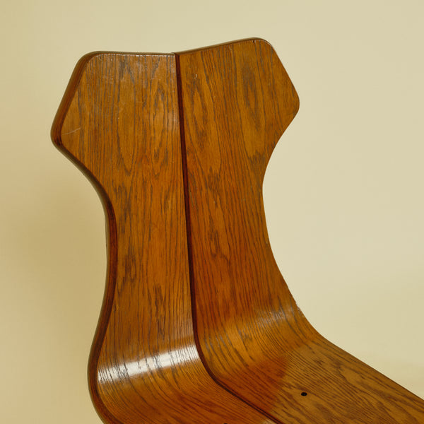 1960s Belgian Dark Wood Brutalist Chairs, Set of Four