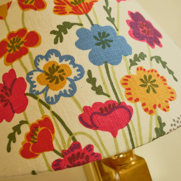 *ON HOLD* Pair of Boréns Brass Wall Sconces with Josef Frank “California” Textile Shades
