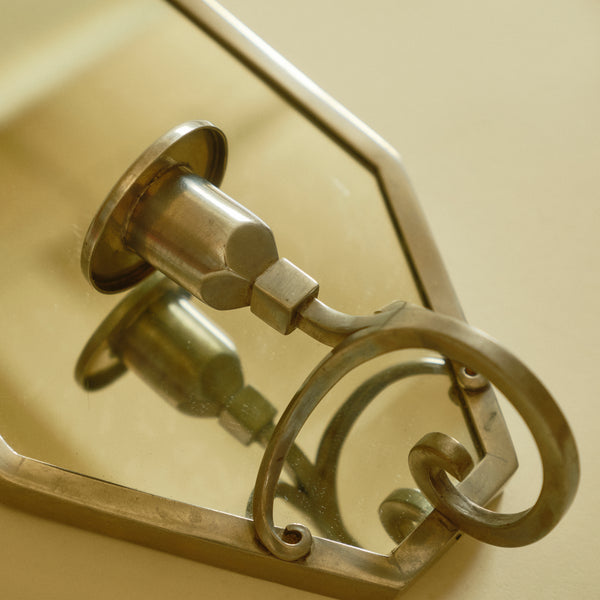 Pair of Pewter Mirrored Wall Candle Holders