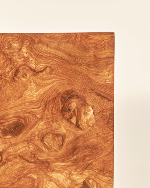 Burlwood Cube Side Table attributed to Milo Baughman