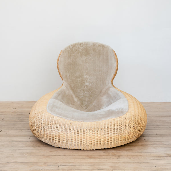 Storvik Rattan Lounge Chair in Cashmere Shearling by Carl Ojerstam for Ikea