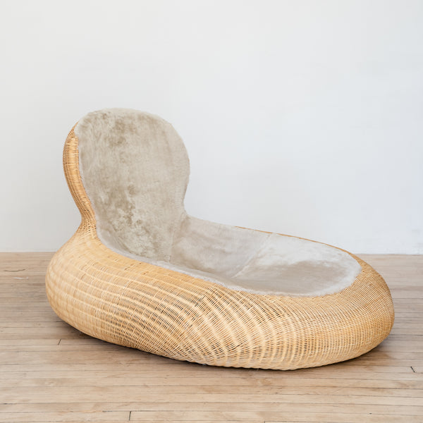 Storvik Rattan Lounge Chair in Cashmere Shearling by Carl Ojerstam for Ikea