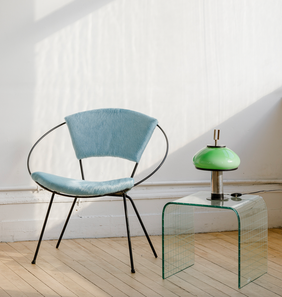 Hoop Chair by Joseph Cicchelli in Baby Blue Cowhide
