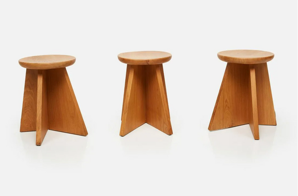 Modernist Solid Oak Counter Stool