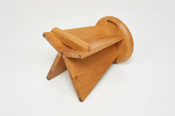 Modernist Solid Oak Counter Stool