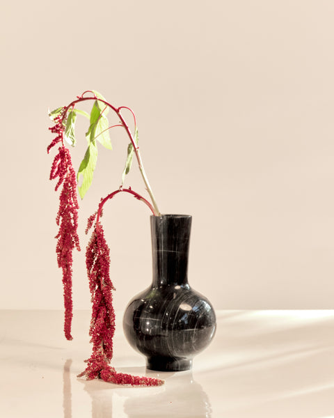 Black Marble Bottleneck Vase