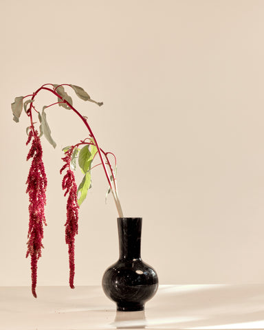 Black Marble Bottleneck Vase