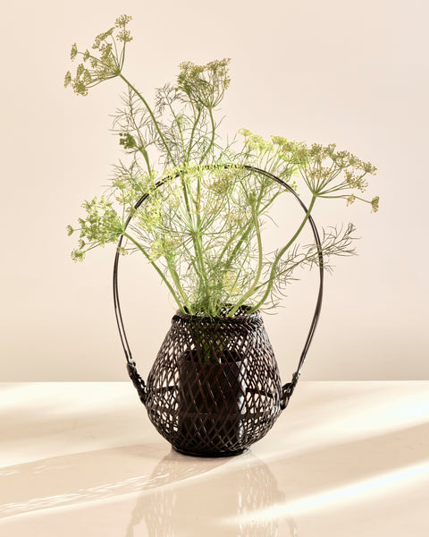 Japanese Woven Bamboo Ikebana Flower Basket