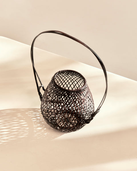 Japanese Woven Bamboo Ikebana Flower Basket