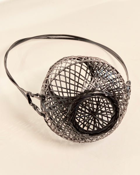 Japanese Woven Bamboo Ikebana Flower Basket