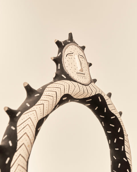 Black and White Folk Art Vessel by Tom Kerrigan