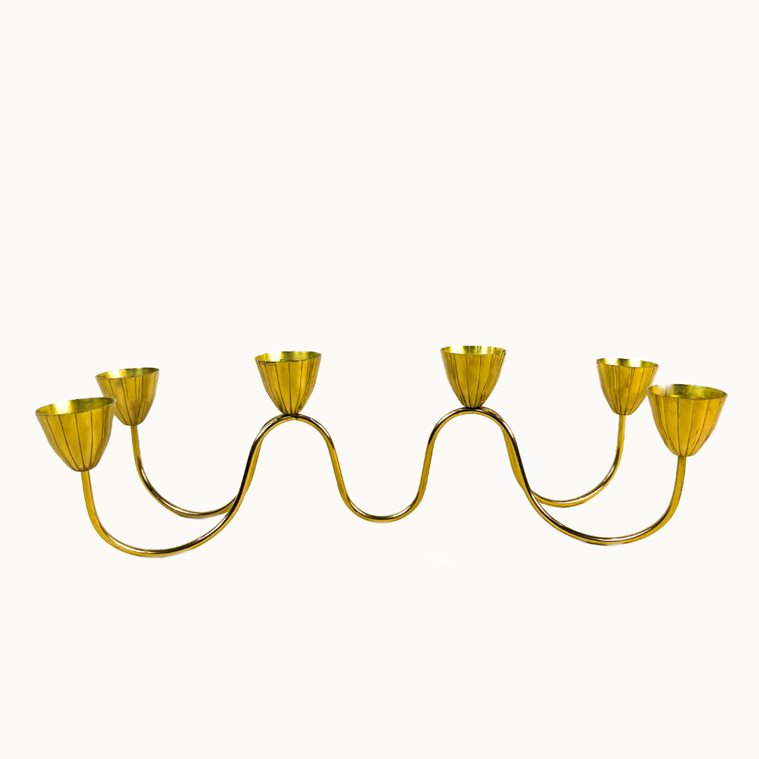 Gunnar Ander for Ystad Metal 1950's Brass Candelabra