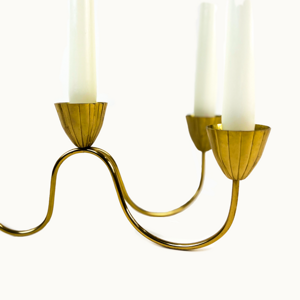 Gunnar Ander for Ystad Metal 1950's Brass Candelabra